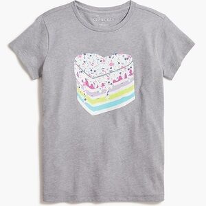 J. Crew Girls Short Sleeve Heart-Shaped Cake Graphic Tee, Size Small (6-7)